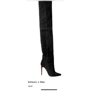 BALMAIN Over the knee suede boots